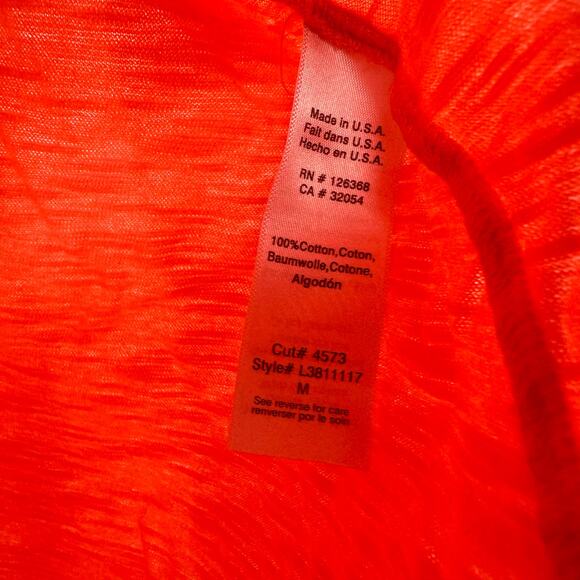 Left Of Center Size Medium Shirt Orange High Low Asymmetrical Hem Short Sleeve - Picture 4 of 4